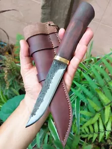 Handmade Yakutsk Hunting Camping knife 4.8” Plow steel forged, Rosewood&Leather - Picture 1 of 22