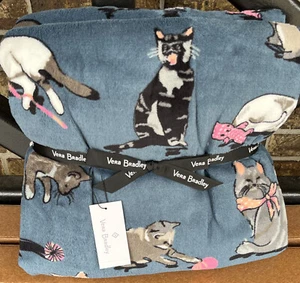 Vera Bradley Throw Blanket Cat's Meow 80 X 50 Super Soft NWT New - Picture 1 of 6