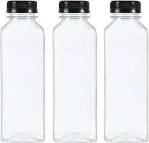 Square Clear Plastic Juice Bottles Refillable Empty Water Drink 450/500 ml - Picture 1 of 5