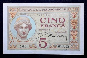 Madagascar 5 Francs 1926 (1937-1947) P-35b - Junon - XF+ (5621) - Bild 1 von 2