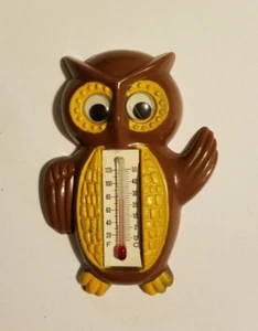 Vintage Owl Refrigerator Magnet Plastic Thermometer Googly Eyes Arjon Hong Kong - Picture 1 of 3