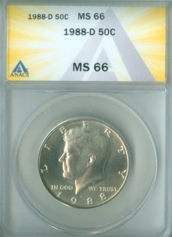 1988-D KENNEDY HALF DOLLAR ANACS MS66 (2126906) Cover