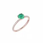 14k Rose Gold Lab-created Emerald And Pave Moissanite 1/2 Eternity Band Ring