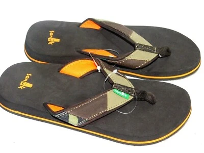 NUEVO SIN CAJA NIÑOS NIÑOS 12/13 MARRÓN CAMUFLAJE SANUK BLOQUE FIESTA CHANCLAS SANDALIAS Foto 1 de 3