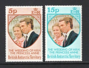 British Antarctic Territory 1973 Royal Wedding Princess Anne SG 297-298 MNH mint - Picture 1 of 1