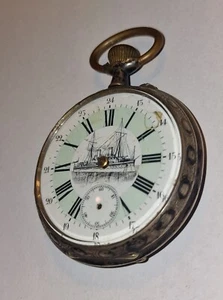 Orologio Da Tasca In Argento 62 MM Ancae Ligne Droite - Foto 1 di 19