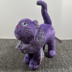 VTG Mary Meyer Jewels Cat Ring-a-ling Plush Stuffed Animal Purple Sassy 7 Inch - Picture 1 of 11