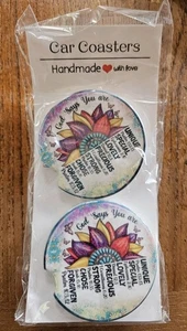 2 Auto Untersetzer - Gott sagt, du bist... - in Geschenkbox - Neu - Bild 1 von 5