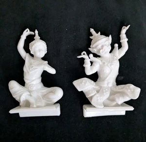 Pair 5½" Ardalt Lenwile White Porcelain Siam Dancers Wall Corbels Plaques - Picture 1 of 9