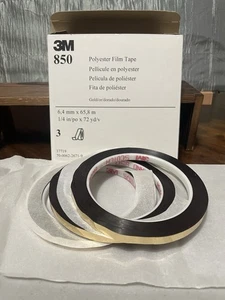 Scotch/3M 850 Metalized Polyester Film Tape 1/4 in. x 72 yds. Box Of 3 Rolls - Picture 1 of 5