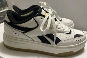 Reebok Platform Club C Sneaker Schuhe WMNS Größe 9 weiß schwarz Schnürschuhe goldenes Logo - Bild 1 von 20