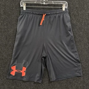 Under Armour Shorts Youth Extra Large Gray Orange HeatGear Loose Fit Logo - Picture 1 of 7