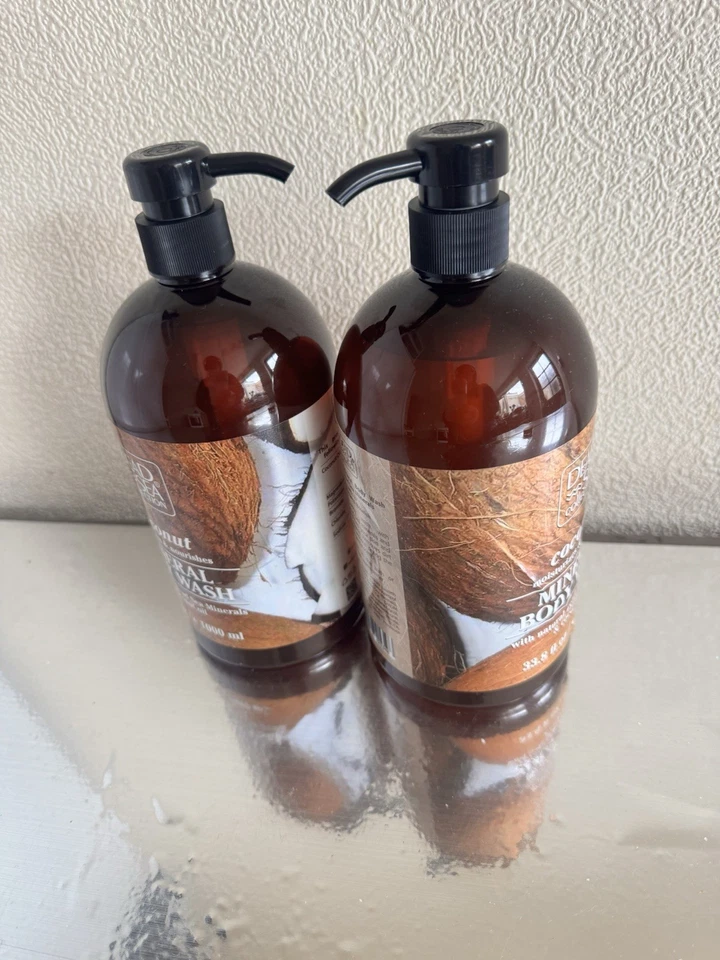 Dead Sea Collection Coconut Mineral Body Wash, 2 x 1000ml Natural Minerals Oil
