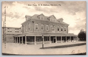 New Pennsylvania Railroad Station Chester PA Train Depot 1906 Postcard - Picture 1 of 2