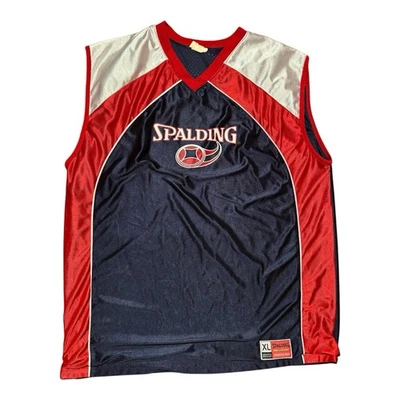 Vintage Men's Spalding Basketball Jersey XL Navy Red White Infusion Athletic - Image 1 of 4