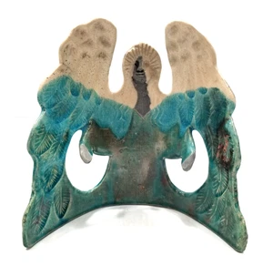 Ceramic Angel Art Pottery Sculpture Turquois Color Open Arms 7 1/2" - Picture 1 of 16