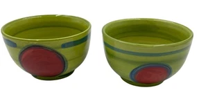 Gail Pittman Hand-Painted Ceramic Creation Green Cereal Bowls (2) Made In USA - Picture 1 of 10