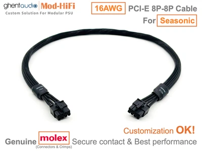 ⚡️16AWG PCI-E GPU 8P Cable for Seasonic FOCUS GX ATX3.0 GX850... -70cm/27 inch - Image 1 of 4