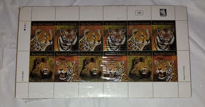 Vintage 1996 Sheet Of Stamps MAJESTIC CATS Marshall Islands R G Finney - C92 - Image 1 of 2