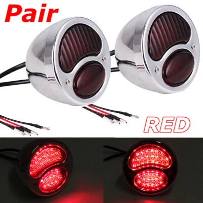 Luz trasera cromada 2 piezas luz roja de acero inoxidable para Ford modelo A Foto 1 de 4