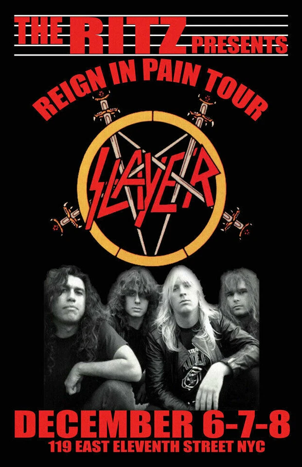 SLAYER REPLICA *THE RITZ NYC* 1986 CONCERT POSTER - Image 1 of 1
