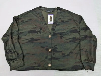 New Social Standard by Sanctuary Womens 2XL Button Daytripper Cardigan Camo AM11 - Image 1 of 4