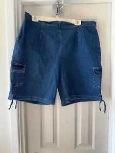 Pantaloncini cargo denim elasticizzato lavaggio pioggia DENIM & CO How Timeless INDACO 1X - Foto 1 di 2
