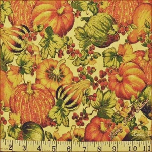 CRANSTON HERBST HALLOWEEN KÜRBIS KÜRBIS BLÄTTER STOFF 1/2 YD - Bild 1 von 1