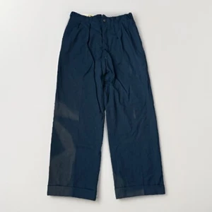 Vintage Wool Plaid Pants Mens 28 x 28 Baggy Straight Leg Bone Wood Buttons 1940s - Picture 1 of 24