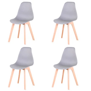 Set 4 Sedia Design e Gambe in Legno Polipropilene Ristorante Bar Cucina Grigio - Foto 1 di 12