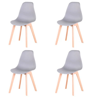 EGOONM Set 4 Sedia Design e Gambe in Legno Polipropilene Ristorante Bar Cucina Grigio