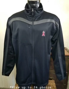 Angels Anaheim MLB Antigua Black Gray Fleece Lined Track Jacket Men's Sz XL - Picture 1 of 11