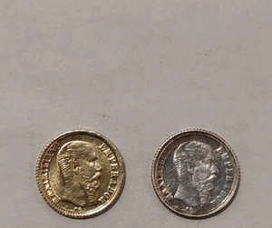 1865 1 Peso Mexicano Maximiliano Emperador Gold And Silver M1 - Picture 1 of 6