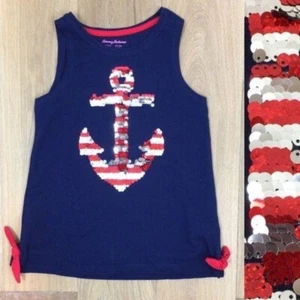 Tommy Bahama Kid Sequined Anchor Tank Top Size Kids Small Size 4 Nautical Cotton - Picture 1 of 7