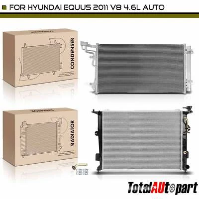 2x Kit de Refrigeração de Radiador e Condensador AC para Hyundai Equus 2011 V8 4.6L Crossflow - Imagem 1 de 4