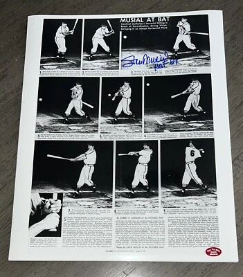 Stan Musial At Bat "HOF 69" Signed 11x14 Auto B&W Glossy Photo Cardinals STM COA - Image 1 of 4