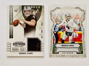DEREK CARR 2014 Contenders RC Ticket JERSEY + 2016 Panini Die cut /199 RAIDERS - Picture 1 of 4