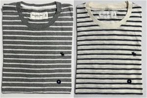 Abercrombie & Fitch Men's Striped Crew Neck A&F Logo T-Shirt Tee XS S M L XL XXL - Picture 1 of 14