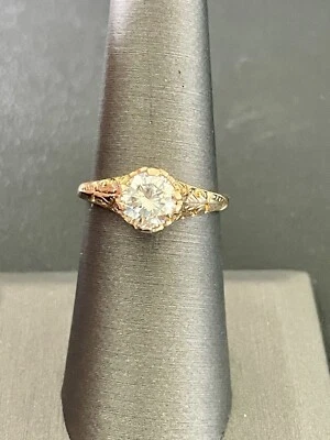 Anillo solitario de diamantes de 1,32 quilates de oro amarillo de 14 k (H3) Foto 1 de 4