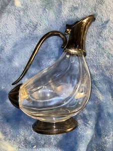 Silverplate & Glass Duck Bird Decanter Pitcher Vintage Beautiful Drink Server - Picture 1 of 11
