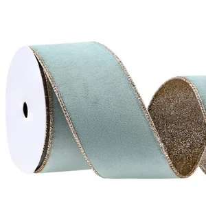 10 Yards Velvet Wired Ribbon 2.5 Inch Metallic Crushed Velvet Christmas Ribbo... - Picture 1 of 6