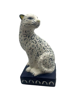 Opalhouse Ceramic Leopard Bookend Blue White Big Cat Panther - Picture 1 of 5