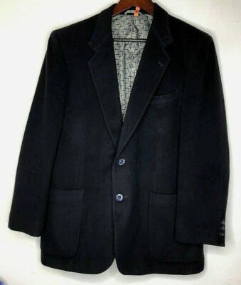 Chaqueta Blazer Para Hombres 42R Cachemira Aldo Rossini Azul Marino Dos Botones Costura a Mano Foto 1 de 4