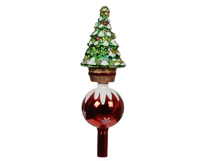 1 Christbaumspitze Glas 29cm Weihnachtsbaum Weihnachtsbaumspitze Rot Grün - Bild 1 von 2