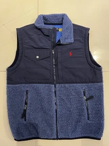 Polo Ralph Lauren Blue Vest Full Zip Sherpa and Nylon VEST Jacket Size  MED - Picture 1 of 4