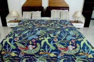 Tagesdecke Kantha Quilt Hand Block Seide Indisch Handarbeit Decke Bettüberwurf - Bild 1 von 4