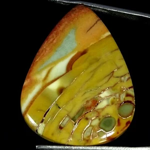 24.30 Cts Natural Polygram Jasper Pendant Making Pear Cabochon 24X31X4MM - Picture 1 of 6