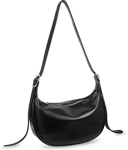Women Hobo Shoulder Bag Crossbody Sling Crescent Hangbag PU Leather Black  - Picture 1 of 7