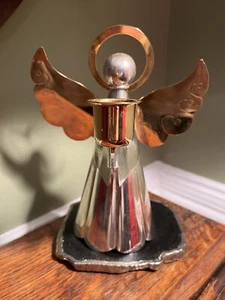 Silver/Gold Plated 7” Gold Candleholder All the Trimmings Angel Macy’s Vintage - Picture 1 of 5