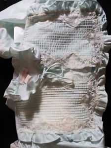 Vtg Satin Anastasia Light Blue Nightie Blouse Top Freebust Sleep Shirt Frilly - Picture 1 of 12